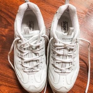 White Leather Sketcher Shape-ups SIZE 8